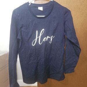 AW Bridal Navy Long Sleeve 'Hers' Cotton Shirt & Plaid Pants Sleep Set Size S